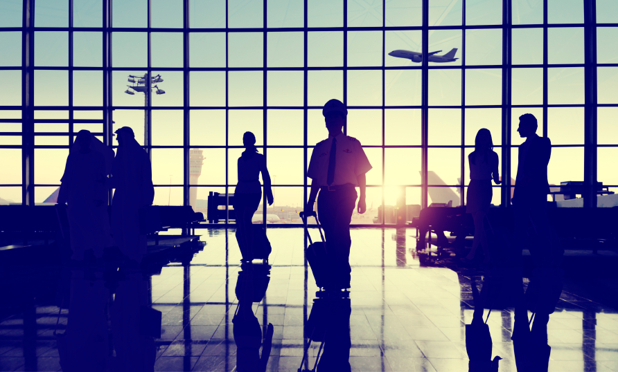 Back Lit Business People Traveling Airport Passenger Concept